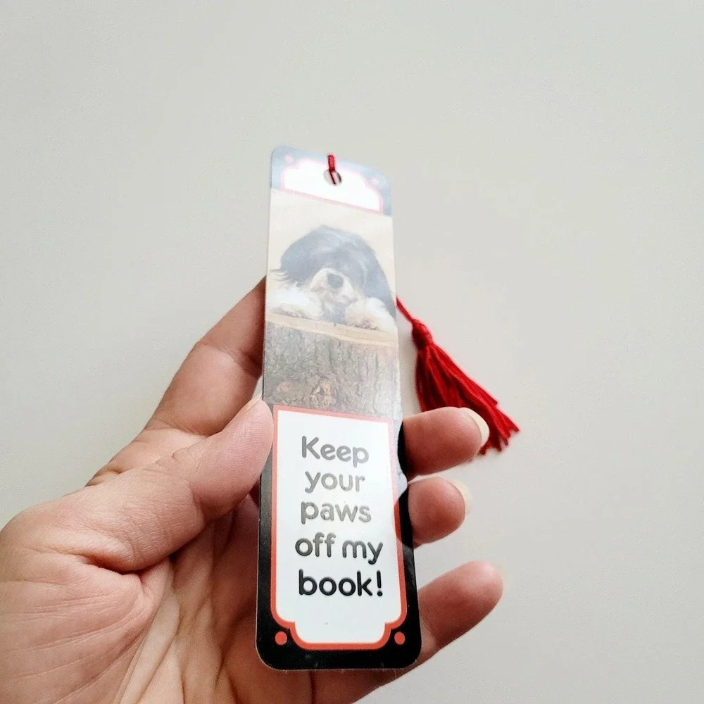Vintage 90s Tibetan Terrier Bookmark Dog Paws book Tassel 1991 Antioch TBM-08052